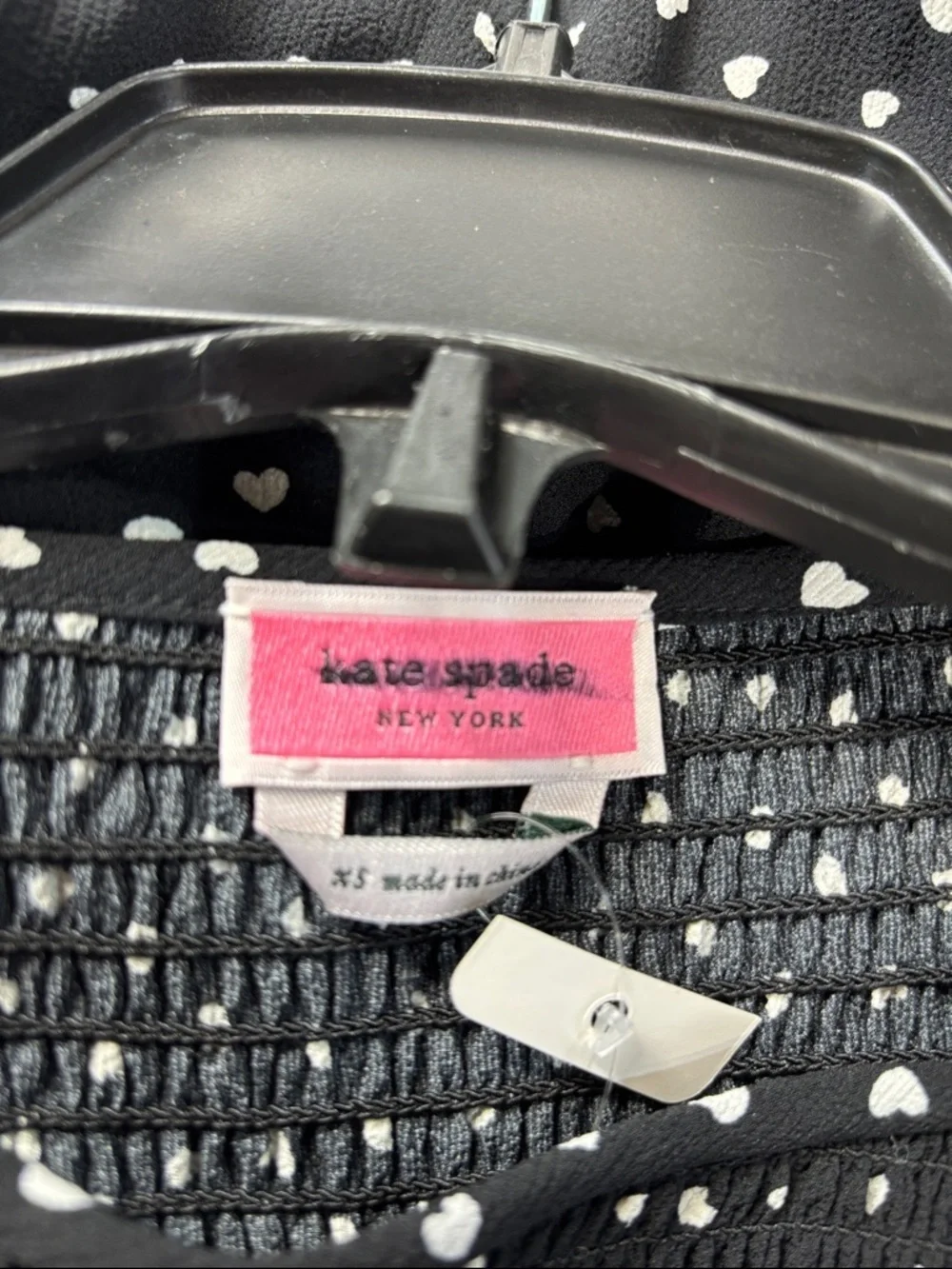 Kate Spade Heartbeat  blk white billowy bishop long sleeve shirt XS